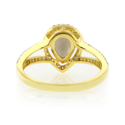 Anillo con Baño de Oro 14K y Topacio Ahumado
