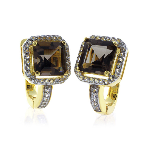 Aretes de Topacio en Plata .925 con Baño de Oro