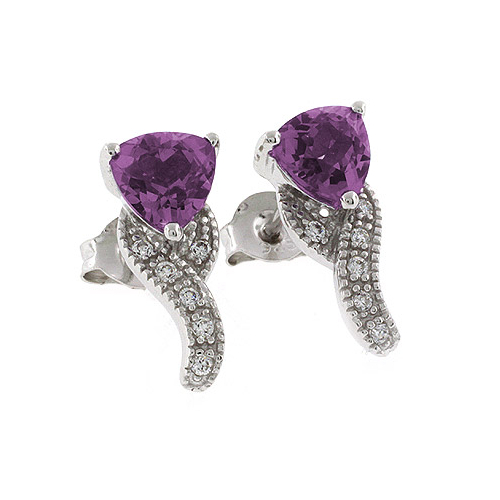 Elegantes Aretes de Alejandrita Bicolor ( Morado a Rosa ) en Plata .925