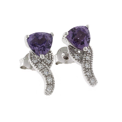 Elegantes Aretes de Alejandrita Bicolor ( Morado a Rosa ) en Plata .925