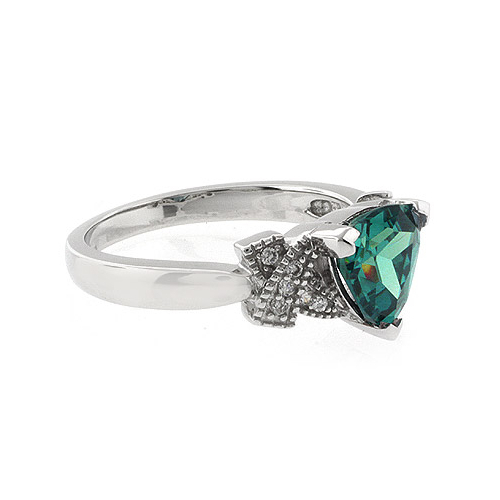 Anillo de Plata Fina de Ley con Alejandrita Azul a Verde