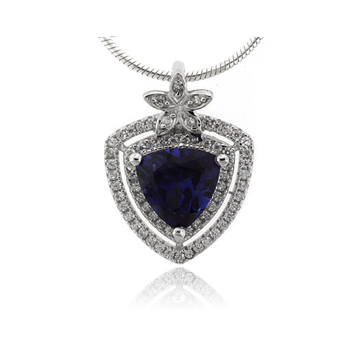 Elegante Dije de Plata .925 con Zafiro Azul