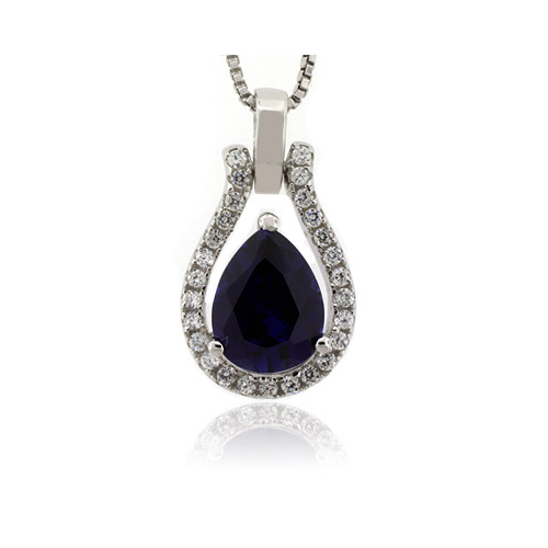 Elegante Dije de Plata Fina .925 con Zafiro Azul