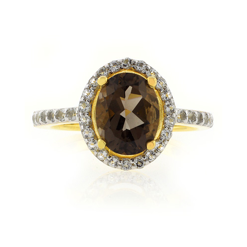 Anillo de Topacio con Baño de Oro 14K