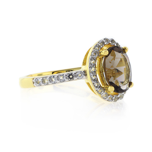 Anillo de Topacio con Baño de Oro 14K