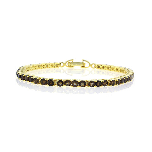Pulsera de Plata .925 con Baño de Oro 14K y Topacio Genuino