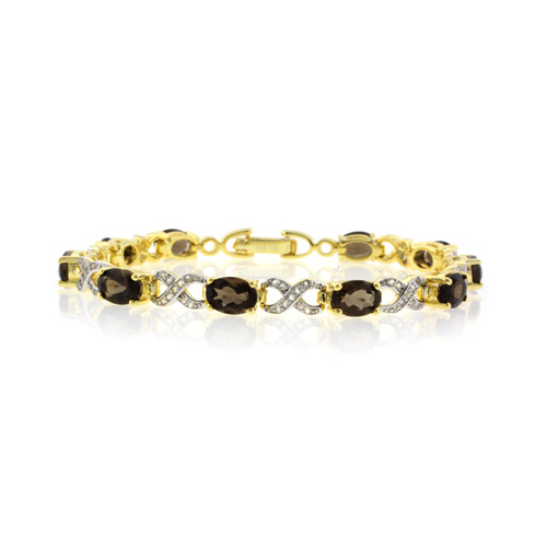 Pulsera de Plata de Ley con Baño de Oro 14K y Topacio Genuino