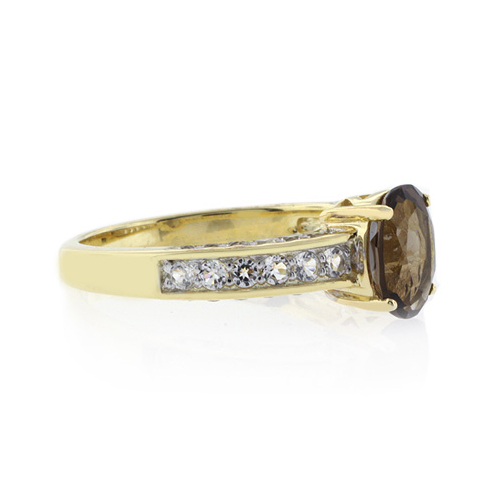 Anillo de Plata con Baño de Oro 14K y Topacio