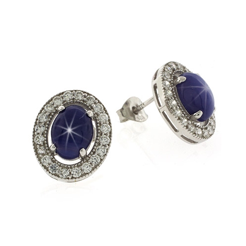Aretes de Zafiro Estrella en Plata .925