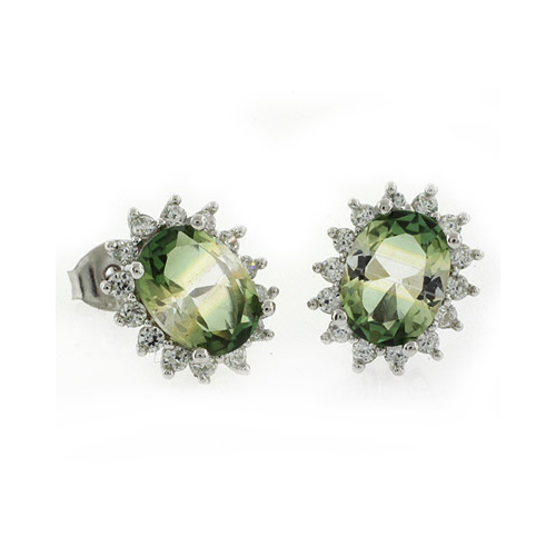 Aretes de Plata de Ley .925 con Turmalina Verde