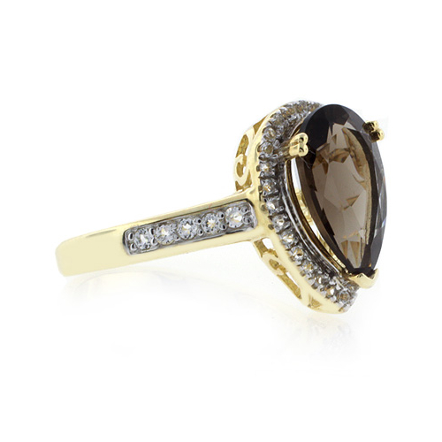 Anillo con Baño de Oro 14K y Topacio