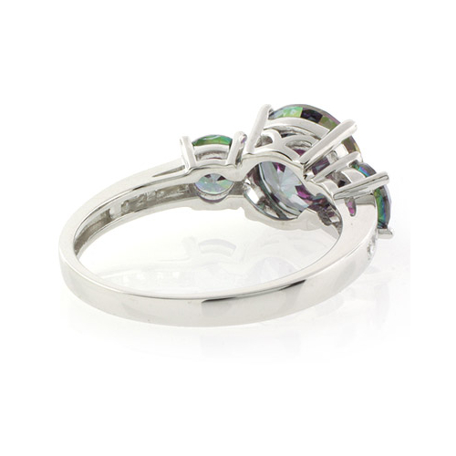 Anillo de Plata con 3 Piedras de Topacio Místico