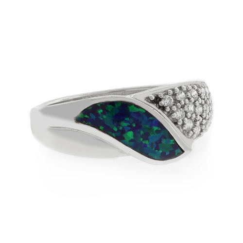 Anillo de Plata con Opalo y Zirconias Incrustadas