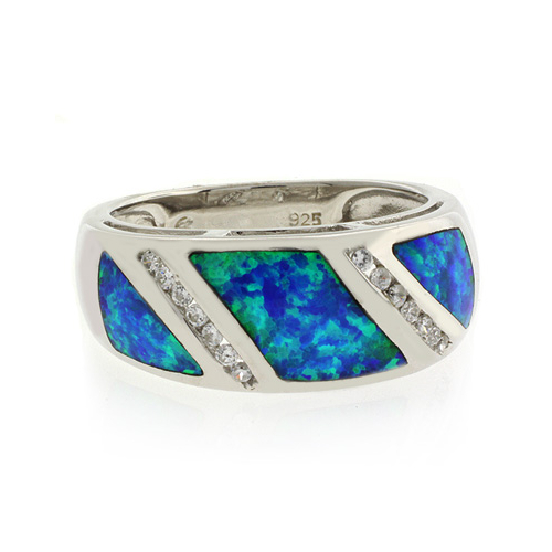 Hermoso Anillo de Ópalo Australiano Azul