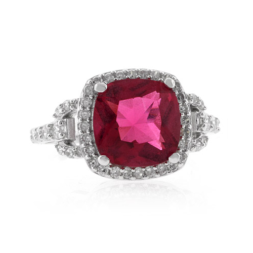 Anillo de Plata de Ley .925 con Granate Rojo