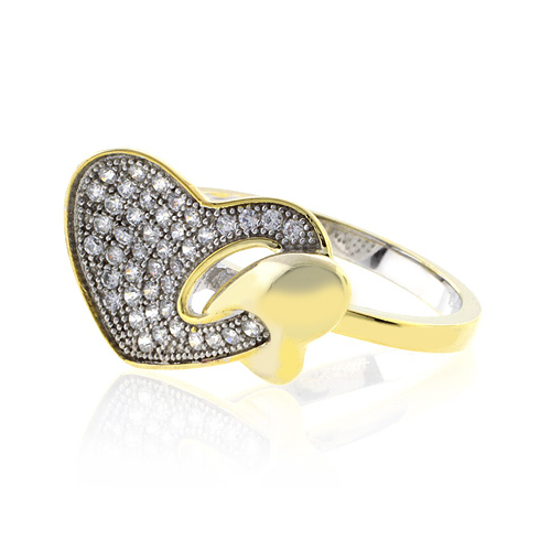 Heart Shape Sterling Silver Micro Pave Ring
