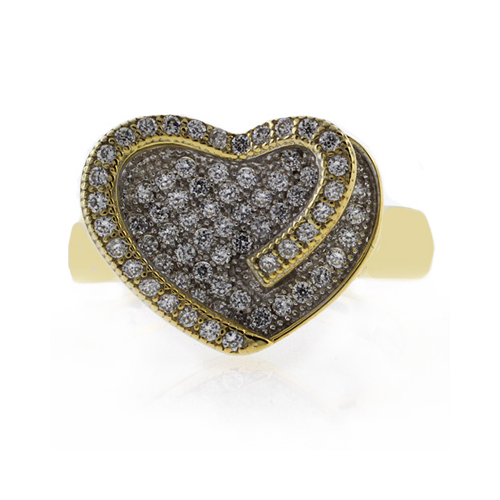 Anillo de Plata Micropave Diseño Corazon