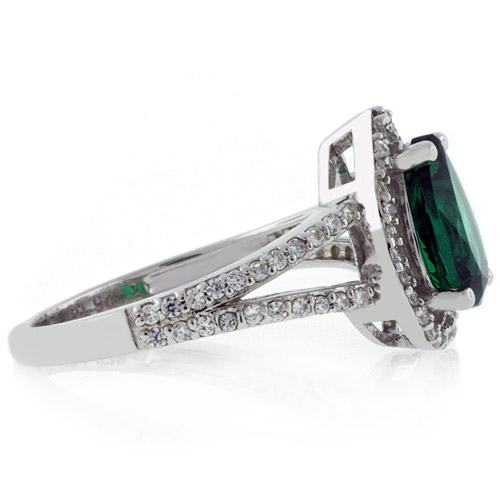 Anillo Elegante de Esmeralda en Plata .925