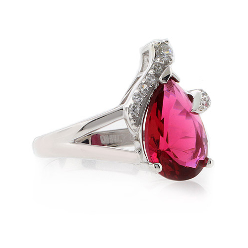 Anillo de Plata de Ley .925 con Granate Rosa