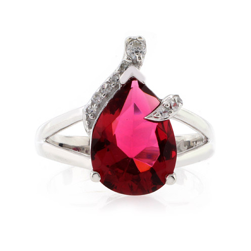 Anillo de Plata de Ley .925 con Granate Rosa