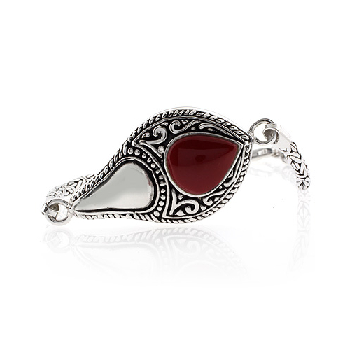 Pulsera de Plata de Ley .925 con Coral Rojo Natural