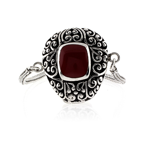 Pulsera de Plata de Ley .925 con Coral Rojo Genuino