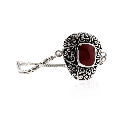 Pulsera de Plata de Ley .925 con Coral Rojo Genuino