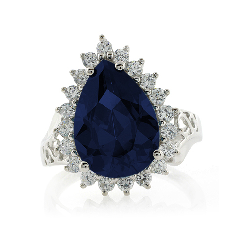 Anillo Elegante de Plata .925 con Zafiro Azul