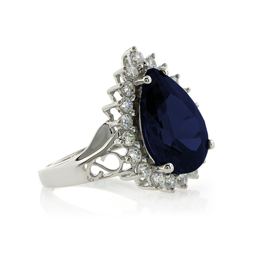Anillo Elegante de Plata .925 con Zafiro Azul