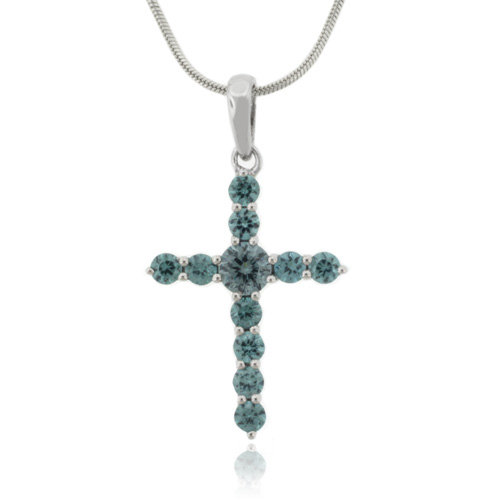 Dije de Cruz con Alejandrita Bicolor en Plata Fina .925