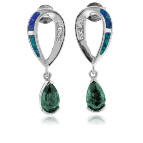 Aretes de Alejandrita y Ópalo Azul en Plata de Ley .925