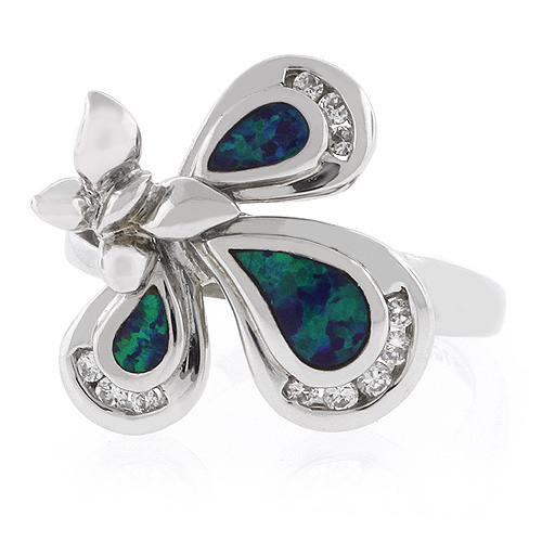 Anillo de Plata Fina .925 con Opalo Australiano