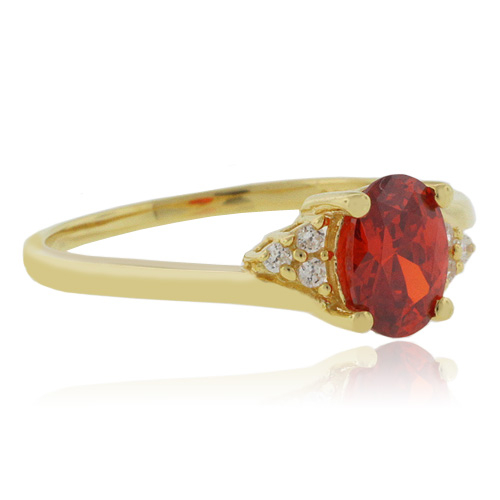 Anillo de Opalo Cereza Mexicano en Plata con Baño de Oro