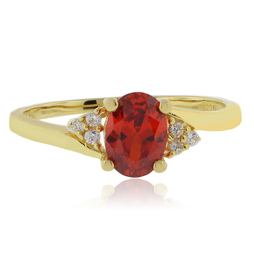 Anillo de Opalo Cereza Mexicano en Plata con Baño de Oro