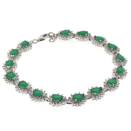 Hermosa Pulsera de Plata de Ley .925 con Esmeraldas