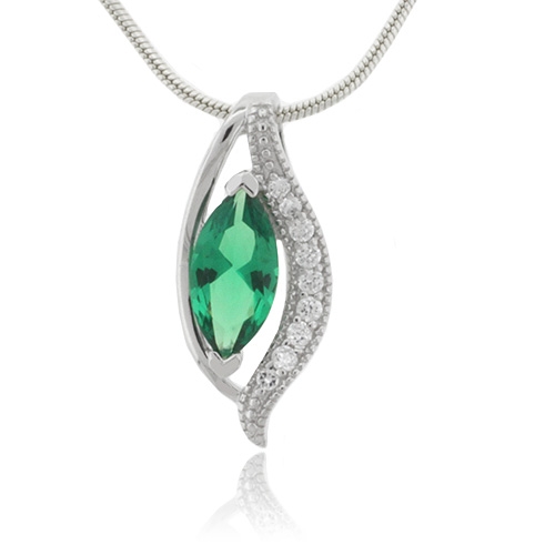 Hermoso Dije con Esmeralda en Plata de Ley