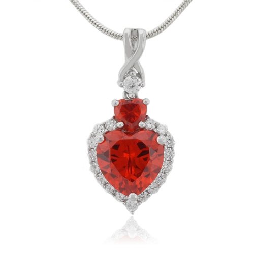 Dije de Corazón con Ópalo de Fuego en Plata Fina .925
