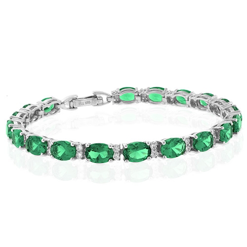 Preciosa Pulsera de Plata .925 con Esmeralda