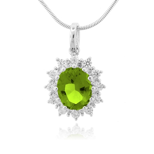 Dije de Plata Fina .925 con una Piedra de Peridoto