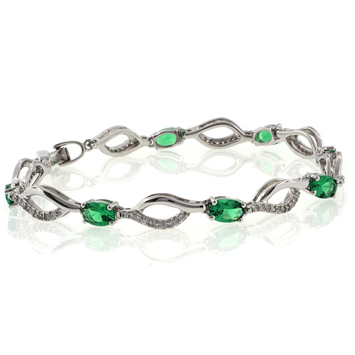 Elegante Pulsera de Plata de Ley .925 con Esmeralda