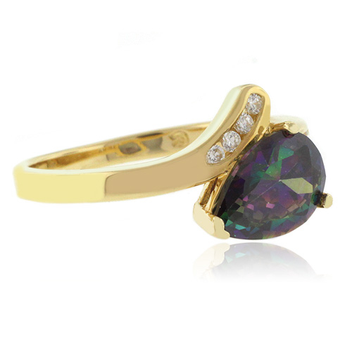 Anillo de Topacio Místico en Plata de Ley con Baño de Oro 14K