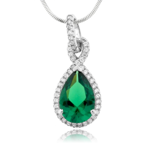 Hermoso Dije con Esmeralda en Plata Fina .925