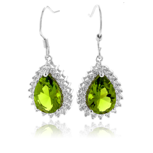 Aretes de Plata .925 con Piedras de Peridoto