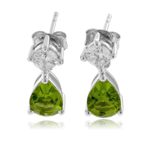 Hermosos Aretes con Piedras de Peridoto en Plata .925