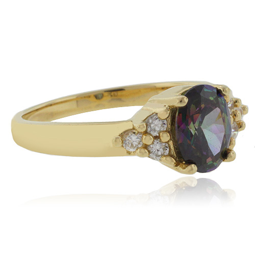 Anillo de Topacio Místico en Plata con Baño de Oro