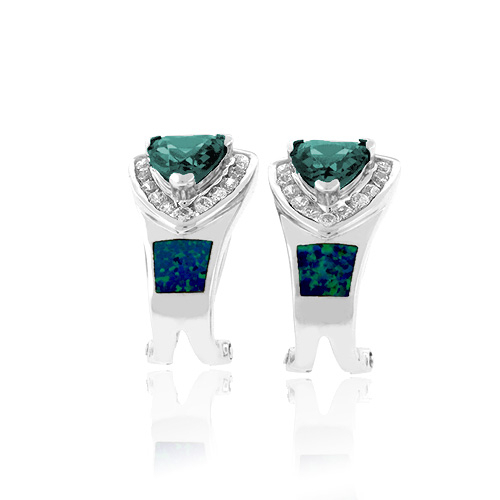 Aretes de Alejandrita y Ópalo en Plata Fina .925