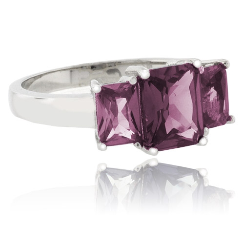 Anillo con 3 Gemas de Alejandrita en Plata Fina ( Azul/Morado )