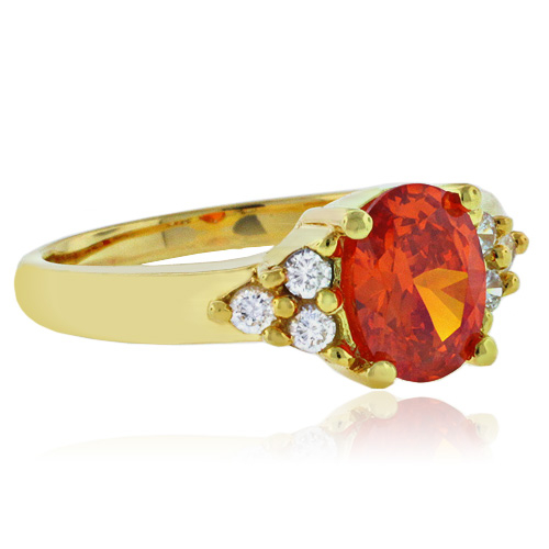 Anillo de Opalo Mexicano de Fuego en Plata con Baño de Oro