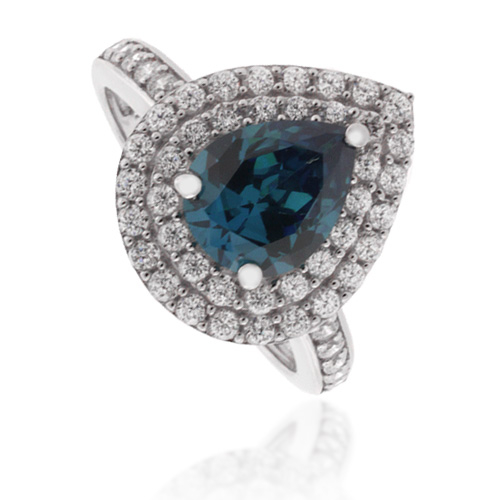 Anillo de Alejandrita corte de Pera en Plata .925