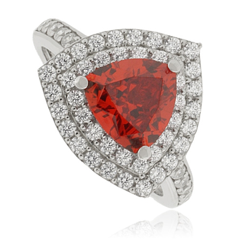 Anillo de Ópalo de fuego con corte Triangular en Plata .925